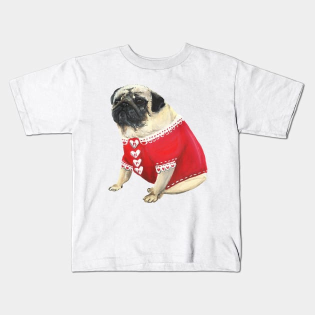 Sweet Pea the Pug Kids T-Shirt by HannahFarr